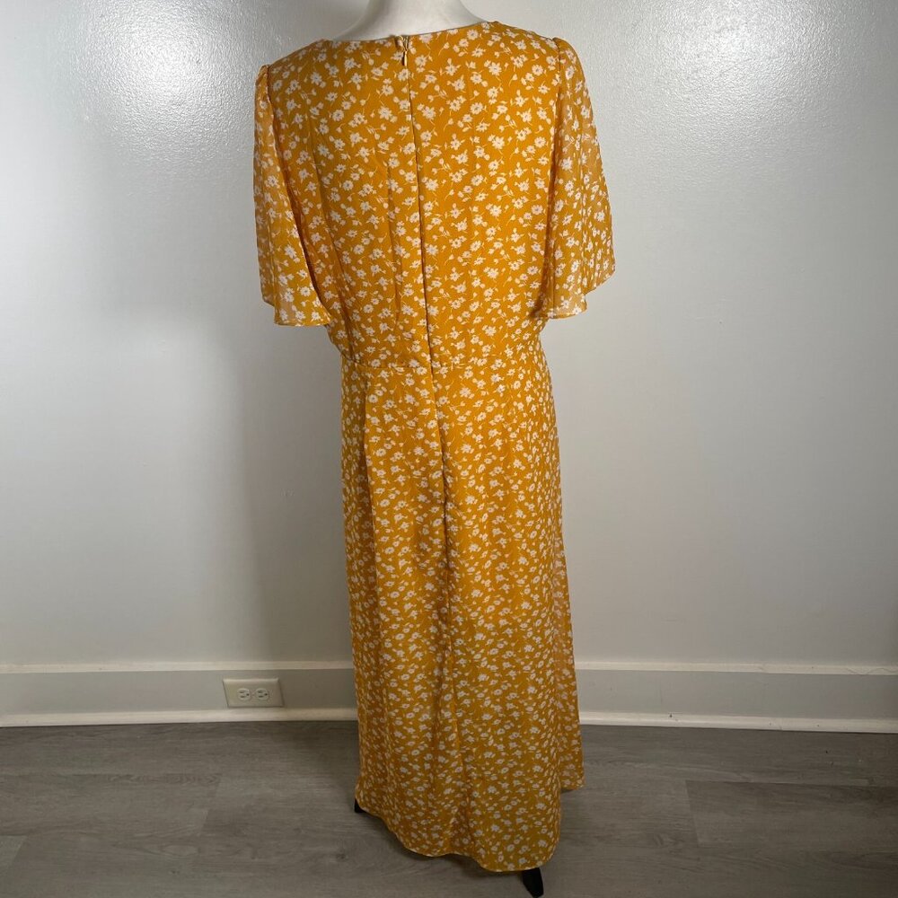 Lulus Midi Dress Women's XL Yellow Floral Print After Bloom Delight Button Front - Picture 9 of 15